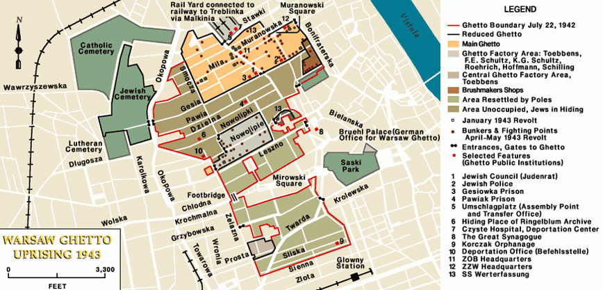 Mapa del gueto de Varsovia en 1944