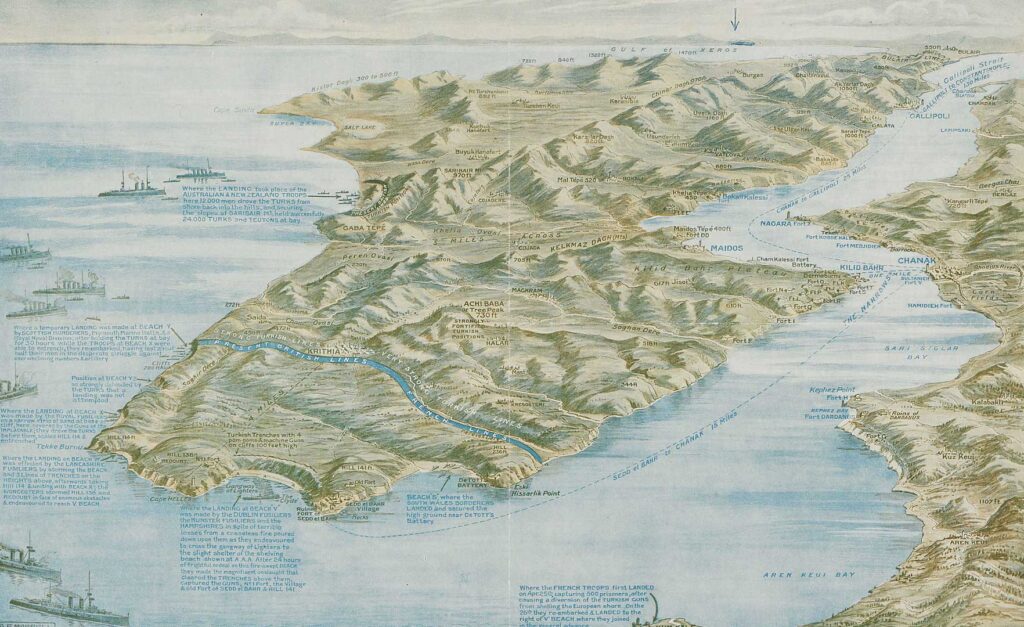 Mapa de la Batalla de Gallipoli 