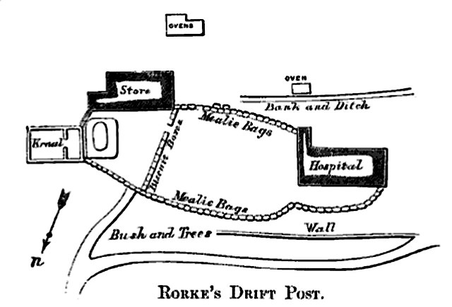 Plano de la estación misionera de Rorke's Drift.