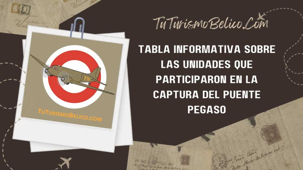 Tabla informativa sobre las unidades que participaron en la captura del Puente Pegaso